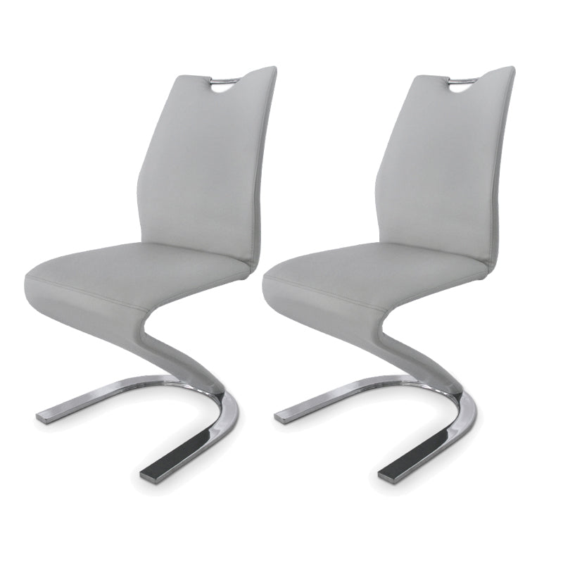 Designer Style Leather Home Side Chair Monochrome Solid Back Dining Chair (Set of 2) Grey Silver Clearhalo ' kitchen&dining_furn' 'Dining Chairs' 'Dining Tables & Seating' 'dining_chair' 'furn' 'furn_dining_chair' 'Furniture' 'furniture_dining_chair' 'Kitchen & Dining Furniture' 'kitchen' 4237852