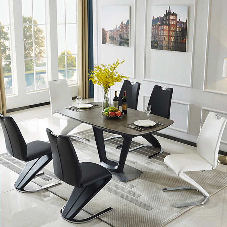 Designer Style Leather Home Side Chair Monochrome Solid Back Dining Chair (Set of 2) Clearhalo ' kitchen&dining_furn' 'Dining Chairs' 'Dining Tables & Seating' 'dining_chair' 'furn' 'furn_dining_chair' 'Furniture' 'furniture_dining_chair' 'Kitchen & Dining Furniture' 'kitchen' 4237862