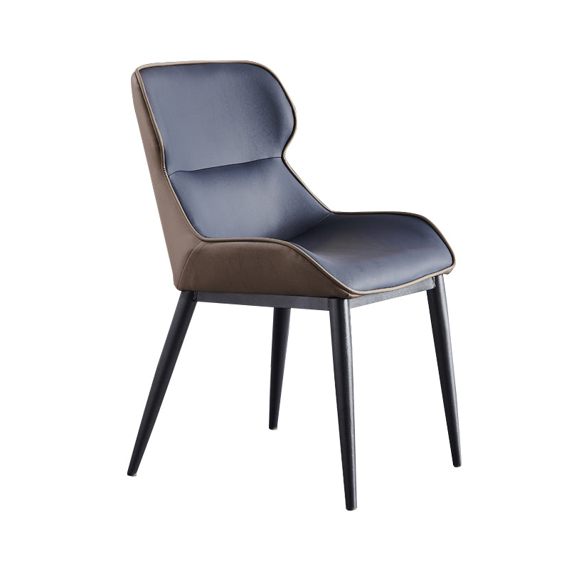 Contemporary PU Leather Dining Chair Arm Metal Dining Chair for Home Use Dark Blue 1 Piece Clearhalo ' kitchen&dining_furn' 'Dining Chairs' 'Dining Tables & Seating' 'dining_chair' 'furn' 'furn_dining_chair' 'Furniture' 'furniture_dining_chair' 'Kitchen & Dining Furniture' 'kitchen' 4237870