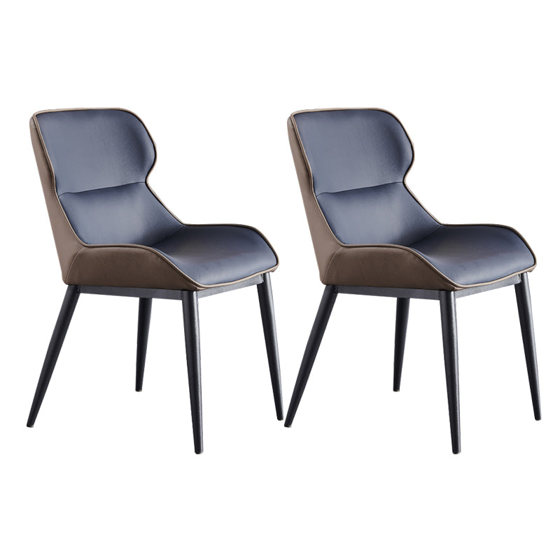 Contemporary PU Leather Dining Chair Arm Metal Dining Chair for Home Use Dark Blue 2 Piece Set Clearhalo ' kitchen&dining_furn' 'Dining Chairs' 'Dining Tables & Seating' 'dining_chair' 'furn' 'furn_dining_chair' 'Furniture' 'furniture_dining_chair' 'Kitchen & Dining Furniture' 'kitchen' 4237872