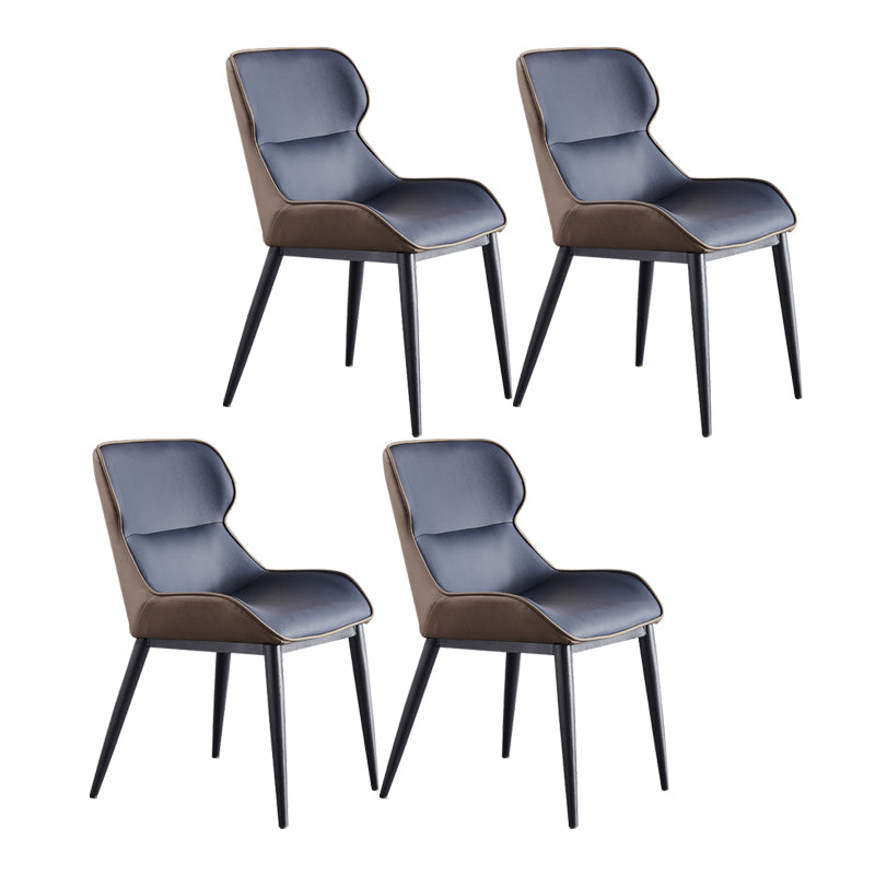 Contemporary PU Leather Dining Chair Arm Metal Dining Chair for Home Use Dark Blue 4 Piece Set Clearhalo ' kitchen&dining_furn' 'Dining Chairs' 'Dining Tables & Seating' 'dining_chair' 'furn' 'furn_dining_chair' 'Furniture' 'furniture_dining_chair' 'Kitchen & Dining Furniture' 'kitchen' 4237874