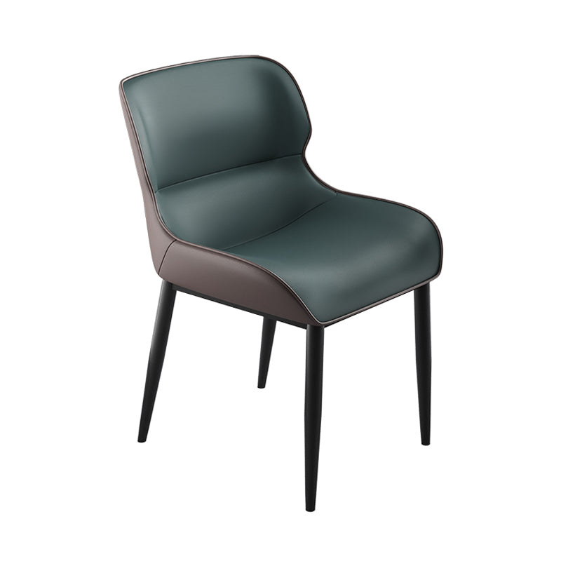 Contemporary PU Leather Dining Chair Arm Metal Dining Chair for Home Use Blackish Green 1 Piece Clearhalo ' kitchen&dining_furn' 'Dining Chairs' 'Dining Tables & Seating' 'dining_chair' 'furn' 'furn_dining_chair' 'Furniture' 'furniture_dining_chair' 'Kitchen & Dining Furniture' 'kitchen' 4237876