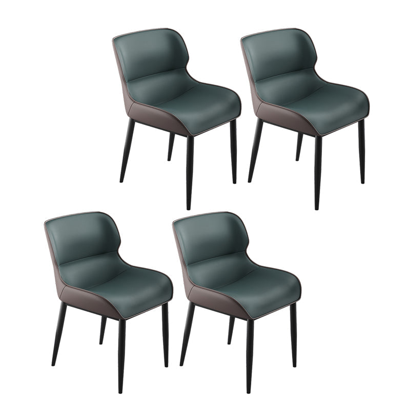 Contemporary PU Leather Dining Chair Arm Metal Dining Chair for Home Use Blackish Green 4 Piece Set Clearhalo ' kitchen&dining_furn' 'Dining Chairs' 'Dining Tables & Seating' 'dining_chair' 'furn' 'furn_dining_chair' 'Furniture' 'furniture_dining_chair' 'Kitchen & Dining Furniture' 'kitchen' 4237880