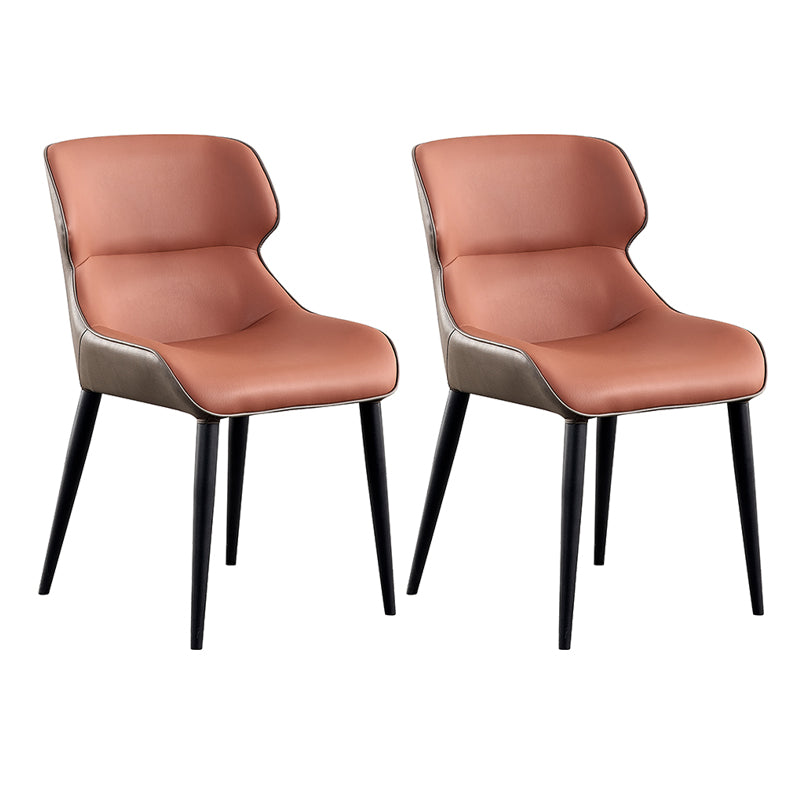 Contemporary PU Leather Dining Chair Arm Metal Dining Chair for Home Use Orange 2 Piece Set Clearhalo ' kitchen&dining_furn' 'Dining Chairs' 'Dining Tables & Seating' 'dining_chair' 'furn' 'furn_dining_chair' 'Furniture' 'furniture_dining_chair' 'Kitchen & Dining Furniture' 'kitchen' 4237884