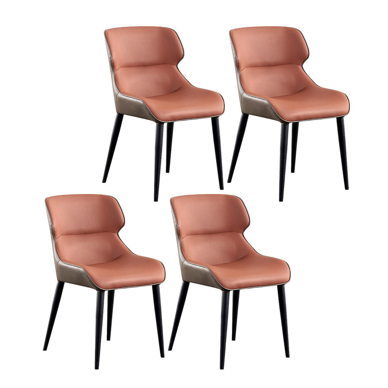 Contemporary PU Leather Dining Chair Arm Metal Dining Chair for Home Use Orange 4 Piece Set Clearhalo ' kitchen&dining_furn' 'Dining Chairs' 'Dining Tables & Seating' 'dining_chair' 'furn' 'furn_dining_chair' 'Furniture' 'furniture_dining_chair' 'Kitchen & Dining Furniture' 'kitchen' 4237886