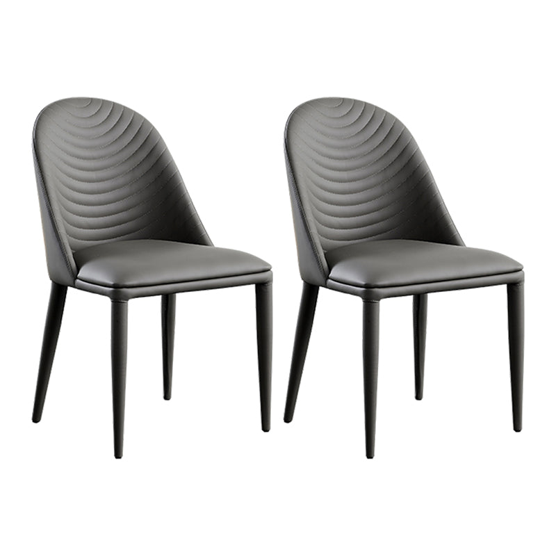 Modern Faux Leather Dining Chair Metal Armless Chair for Home Use for Restaurant Use Grey 2 Piece Set Clearhalo ' kitchen&dining_furn' 'Dining Chairs' 'Dining Tables & Seating' 'dining_chair' 'furn' 'furn_dining_chair' 'Furniture' 'furniture_dining_chair' 'Kitchen & Dining Furniture' 'kitchen' 4237892