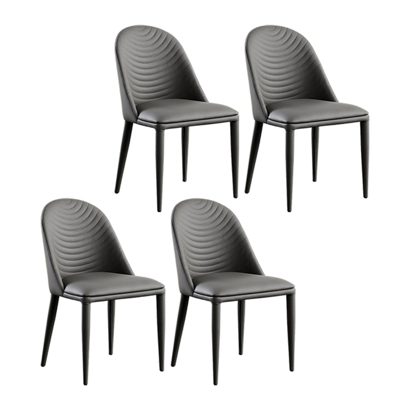 Modern Faux Leather Dining Chair Metal Armless Chair for Home Use for Restaurant Use Grey 4 Piece Set Clearhalo ' kitchen&dining_furn' 'Dining Chairs' 'Dining Tables & Seating' 'dining_chair' 'furn' 'furn_dining_chair' 'Furniture' 'furniture_dining_chair' 'Kitchen & Dining Furniture' 'kitchen' 4237894