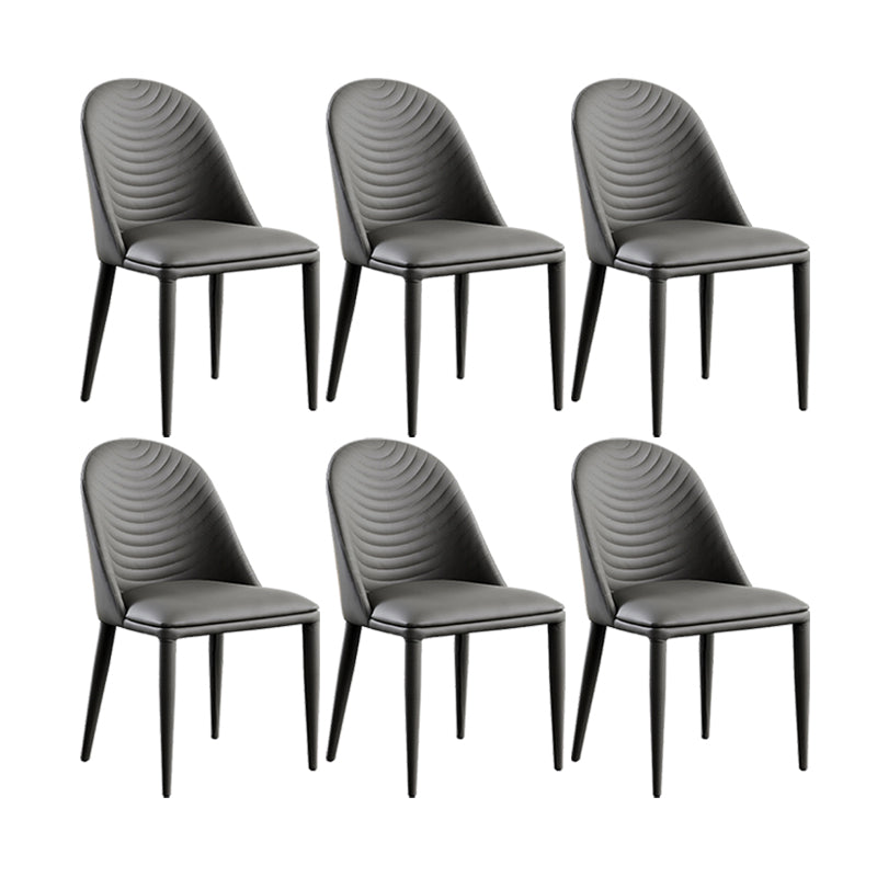 Modern Faux Leather Dining Chair Metal Armless Chair for Home Use for Restaurant Use Grey 6 Piece Set Clearhalo ' kitchen&dining_furn' 'Dining Chairs' 'Dining Tables & Seating' 'dining_chair' 'furn' 'furn_dining_chair' 'Furniture' 'furniture_dining_chair' 'Kitchen & Dining Furniture' 'kitchen' 4237896