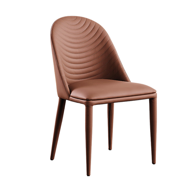 Modern Faux Leather Dining Chair Metal Armless Chair for Home Use for Restaurant Use Brown 1 Piece Clearhalo ' kitchen&dining_furn' 'Dining Chairs' 'Dining Tables & Seating' 'dining_chair' 'furn' 'furn_dining_chair' 'Furniture' 'furniture_dining_chair' 'Kitchen & Dining Furniture' 'kitchen' 4237898