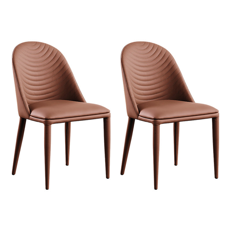 Modern Faux Leather Dining Chair Metal Armless Chair for Home Use for Restaurant Use Brown 2 Piece Set Clearhalo ' kitchen&dining_furn' 'Dining Chairs' 'Dining Tables & Seating' 'dining_chair' 'furn' 'furn_dining_chair' 'Furniture' 'furniture_dining_chair' 'Kitchen & Dining Furniture' 'kitchen' 4237900