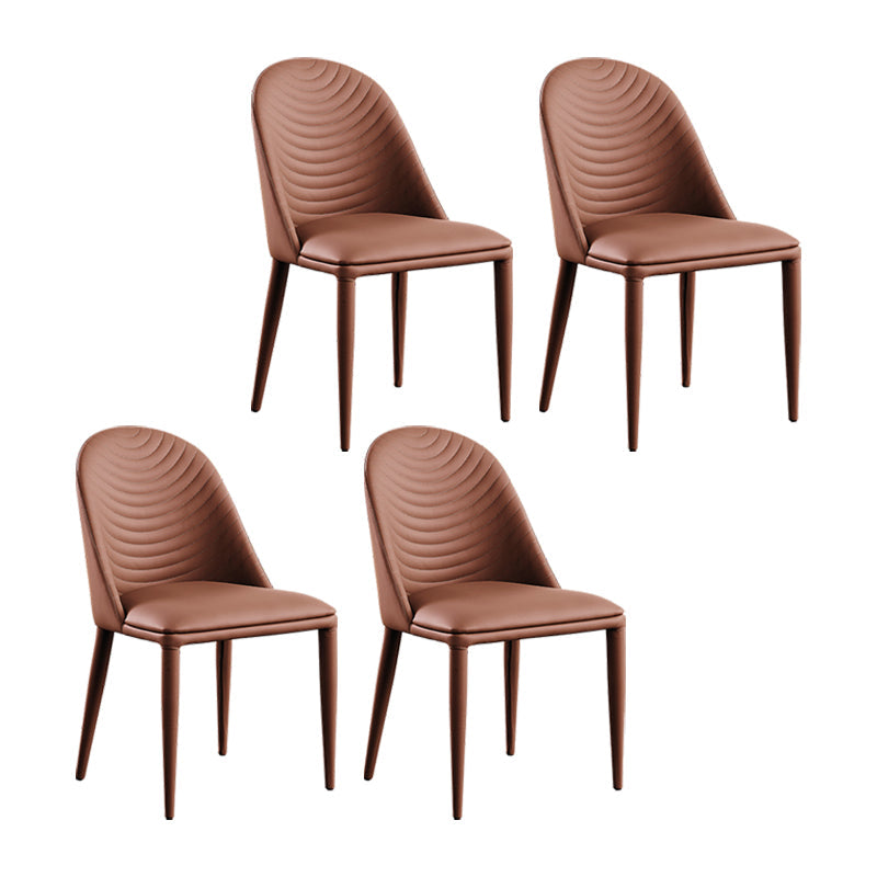 Modern Faux Leather Dining Chair Metal Armless Chair for Home Use for Restaurant Use Brown 4 Piece Set Clearhalo ' kitchen&dining_furn' 'Dining Chairs' 'Dining Tables & Seating' 'dining_chair' 'furn' 'furn_dining_chair' 'Furniture' 'furniture_dining_chair' 'Kitchen & Dining Furniture' 'kitchen' 4237902
