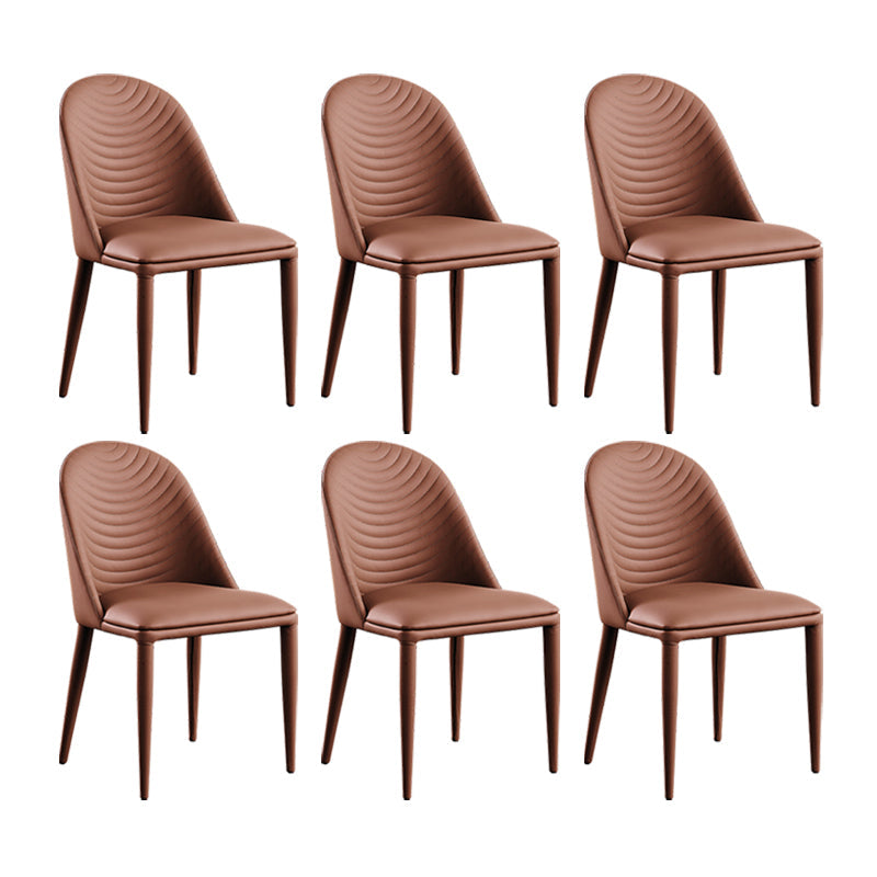 Modern Faux Leather Dining Chair Metal Armless Chair for Home Use for Restaurant Use Brown 6 Piece Set Clearhalo ' kitchen&dining_furn' 'Dining Chairs' 'Dining Tables & Seating' 'dining_chair' 'furn' 'furn_dining_chair' 'Furniture' 'furniture_dining_chair' 'Kitchen & Dining Furniture' 'kitchen' 4237904