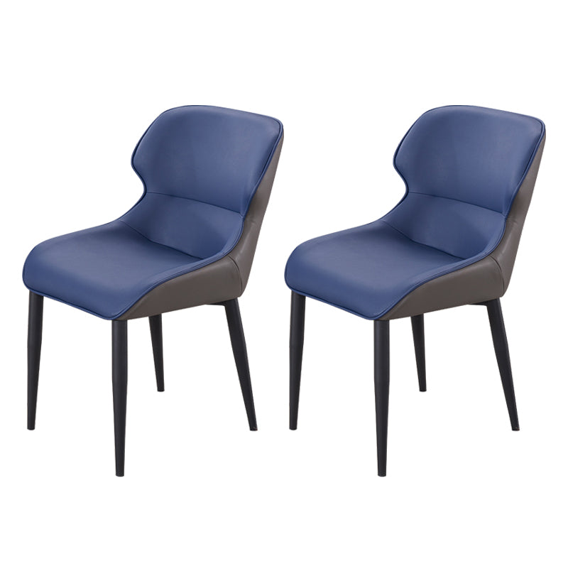 Modern Faux Leather Dining Chair Metal Arm Chair for Home Use (Set of 2) Blue-Gray Clearhalo ' kitchen&dining_furn' 'Dining Chairs' 'Dining Tables & Seating' 'dining_chair' 'furn' 'furn_dining_chair' 'Furniture' 'furniture_dining_chair' 'Kitchen & Dining Furniture' 'kitchen' 4237926