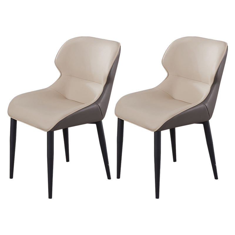 Modern Faux Leather Dining Chair Metal Arm Chair for Home Use (Set of 2) Gray-Yellow Clearhalo ' kitchen&dining_furn' 'Dining Chairs' 'Dining Tables & Seating' 'dining_chair' 'furn' 'furn_dining_chair' 'Furniture' 'furniture_dining_chair' 'Kitchen & Dining Furniture' 'kitchen' 4237927