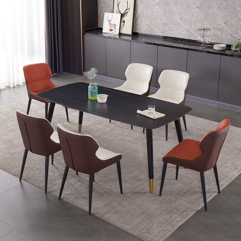 Modern Faux Leather Dining Chair Metal Arm Chair for Home Use (Set of 2) Clearhalo ' kitchen&dining_furn' 'Dining Chairs' 'Dining Tables & Seating' 'dining_chair' 'furn' 'furn_dining_chair' 'Furniture' 'furniture_dining_chair' 'Kitchen & Dining Furniture' 'kitchen' 4237928