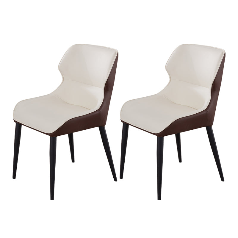 Modern Faux Leather Dining Chair Metal Arm Chair for Home Use (Set of 2) White-Brown Clearhalo ' kitchen&dining_furn' 'Dining Chairs' 'Dining Tables & Seating' 'dining_chair' 'furn' 'furn_dining_chair' 'Furniture' 'furniture_dining_chair' 'Kitchen & Dining Furniture' 'kitchen' 4237929