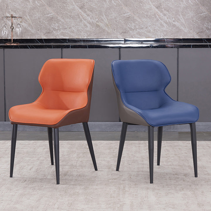 Modern Faux Leather Dining Chair Metal Arm Chair for Home Use (Set of 2) Clearhalo ' kitchen&dining_furn' 'Dining Chairs' 'Dining Tables & Seating' 'dining_chair' 'furn' 'furn_dining_chair' 'Furniture' 'furniture_dining_chair' 'Kitchen & Dining Furniture' 'kitchen' 4237932