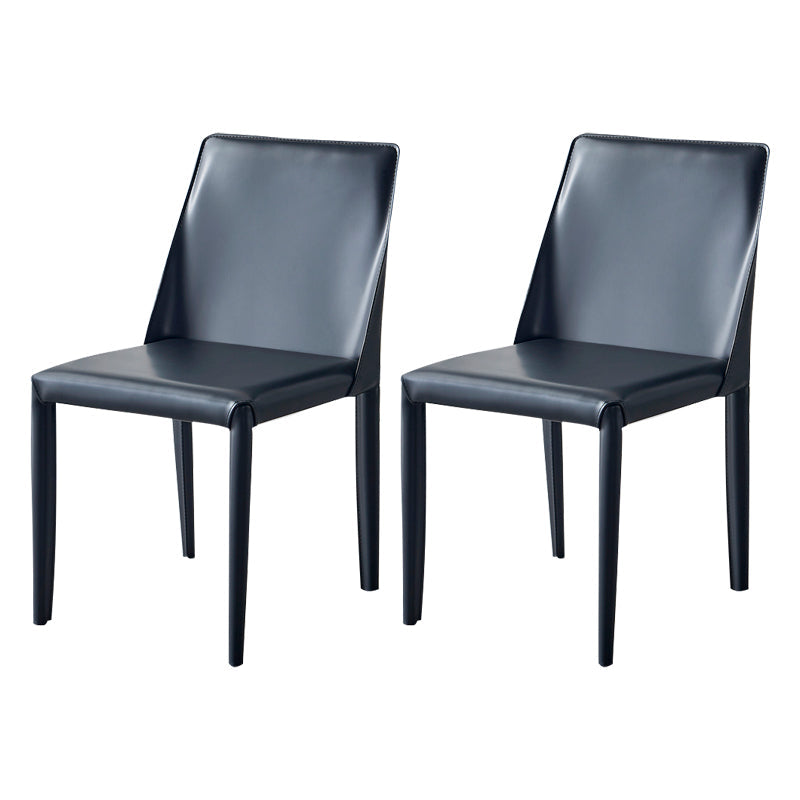 Modern Leather Dining Room Chair Metal Armless Chair for Home Use (Set of 2) Black Clearhalo ' kitchen&dining_furn' 'Dining Chairs' 'Dining Tables & Seating' 'dining_chair' 'furn' 'furn_dining_chair' 'Furniture' 'furniture_dining_chair' 'Kitchen & Dining Furniture' 'kitchen' 4237942
