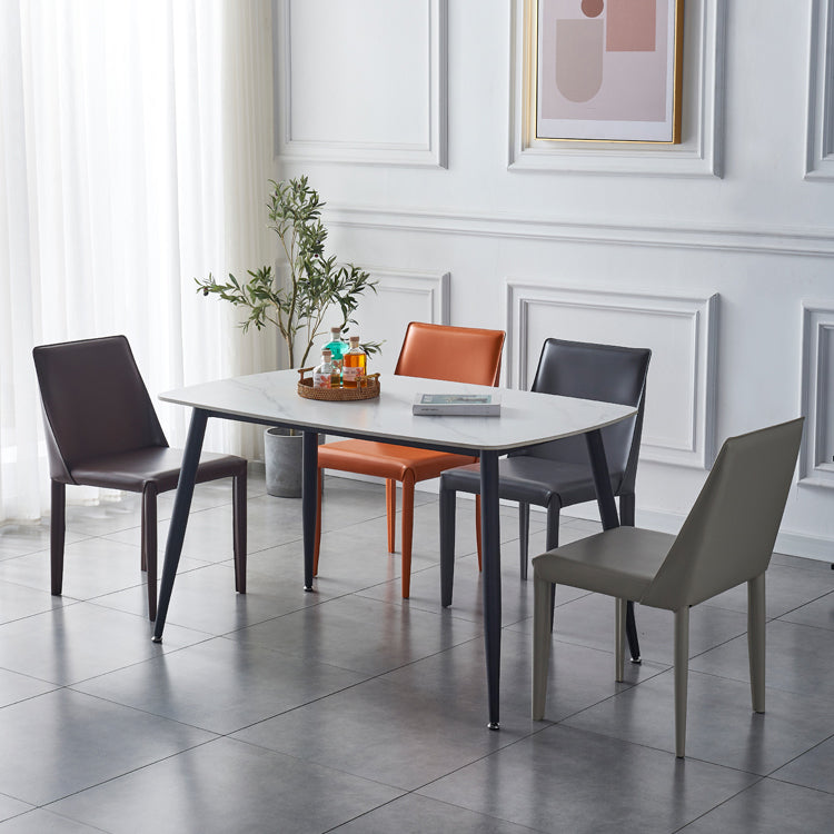 Modern Leather Dining Room Chair Metal Armless Chair for Home Use (Set of 2) Clearhalo ' kitchen&dining_furn' 'Dining Chairs' 'Dining Tables & Seating' 'dining_chair' 'furn' 'furn_dining_chair' 'Furniture' 'furniture_dining_chair' 'Kitchen & Dining Furniture' 'kitchen' 4237943