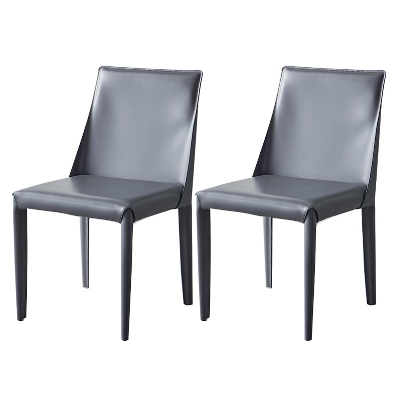 Modern Leather Dining Room Chair Metal Armless Chair for Home Use (Set of 2) Dark Gray Clearhalo ' kitchen&dining_furn' 'Dining Chairs' 'Dining Tables & Seating' 'dining_chair' 'furn' 'furn_dining_chair' 'Furniture' 'furniture_dining_chair' 'Kitchen & Dining Furniture' 'kitchen' 4237944
