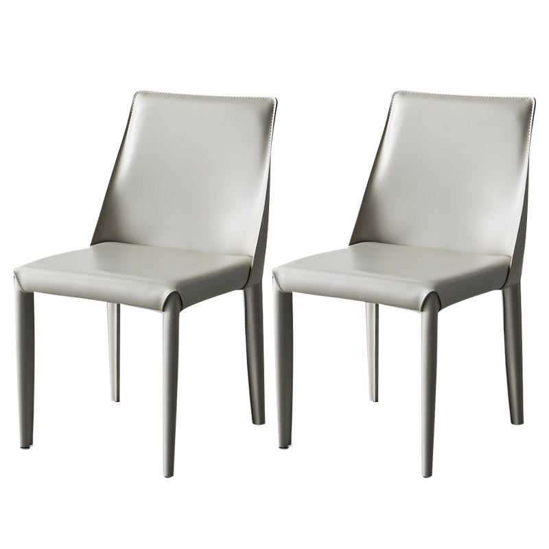 Modern Leather Dining Room Chair Metal Armless Chair for Home Use (Set of 2) Light Gray Clearhalo ' kitchen&dining_furn' 'Dining Chairs' 'Dining Tables & Seating' 'dining_chair' 'furn' 'furn_dining_chair' 'Furniture' 'furniture_dining_chair' 'Kitchen & Dining Furniture' 'kitchen' 4237946