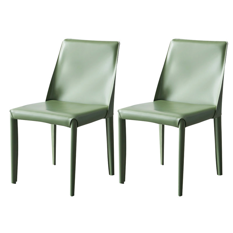 Modern Leather Dining Room Chair Metal Armless Chair for Home Use (Set of 2) Green Clearhalo ' kitchen&dining_furn' 'Dining Chairs' 'Dining Tables & Seating' 'dining_chair' 'furn' 'furn_dining_chair' 'Furniture' 'furniture_dining_chair' 'Kitchen & Dining Furniture' 'kitchen' 4237947