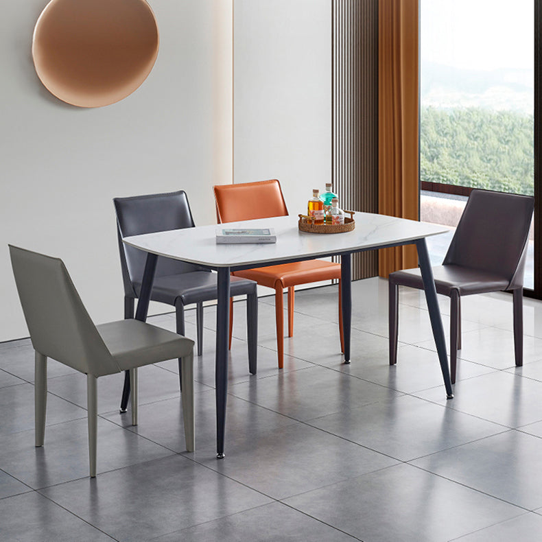 Modern Leather Dining Room Chair Metal Armless Chair for Home Use (Set of 2) Clearhalo ' kitchen&dining_furn' 'Dining Chairs' 'Dining Tables & Seating' 'dining_chair' 'furn' 'furn_dining_chair' 'Furniture' 'furniture_dining_chair' 'Kitchen & Dining Furniture' 'kitchen' 4237948