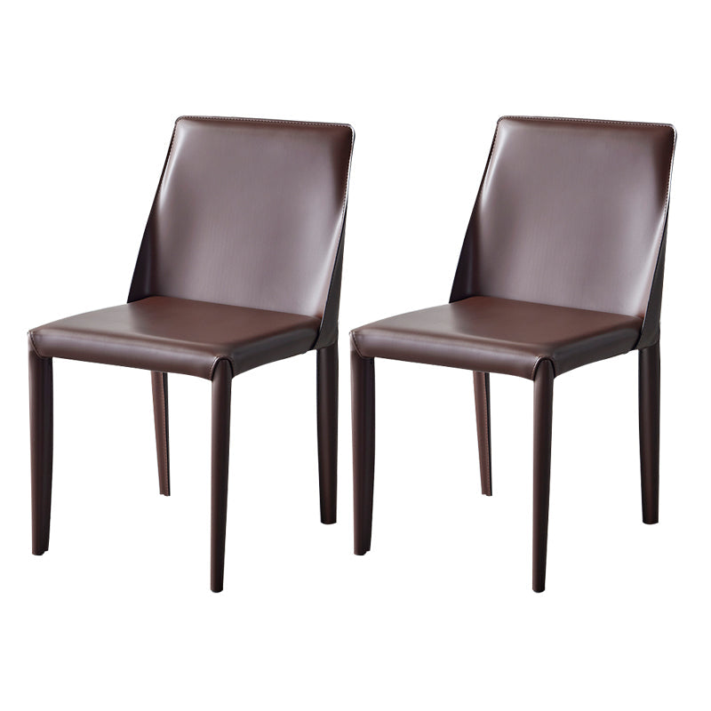 Modern Leather Dining Room Chair Metal Armless Chair for Home Use (Set of 2) Coffee Clearhalo ' kitchen&dining_furn' 'Dining Chairs' 'Dining Tables & Seating' 'dining_chair' 'furn' 'furn_dining_chair' 'Furniture' 'furniture_dining_chair' 'Kitchen & Dining Furniture' 'kitchen' 4237949