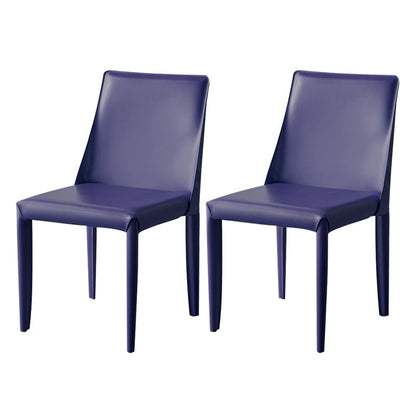 Modern Leather Dining Room Chair Metal Armless Chair for Home Use (Set of 2) Dark Blue Clearhalo ' kitchen&dining_furn' 'Dining Chairs' 'Dining Tables & Seating' 'dining_chair' 'furn' 'furn_dining_chair' 'Furniture' 'furniture_dining_chair' 'Kitchen & Dining Furniture' 'kitchen' 4237951
