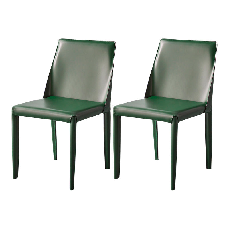 Modern Leather Dining Room Chair Metal Armless Chair for Home Use (Set of 2) Blackish Green Clearhalo ' kitchen&dining_furn' 'Dining Chairs' 'Dining Tables & Seating' 'dining_chair' 'furn' 'furn_dining_chair' 'Furniture' 'furniture_dining_chair' 'Kitchen & Dining Furniture' 'kitchen' 4237953