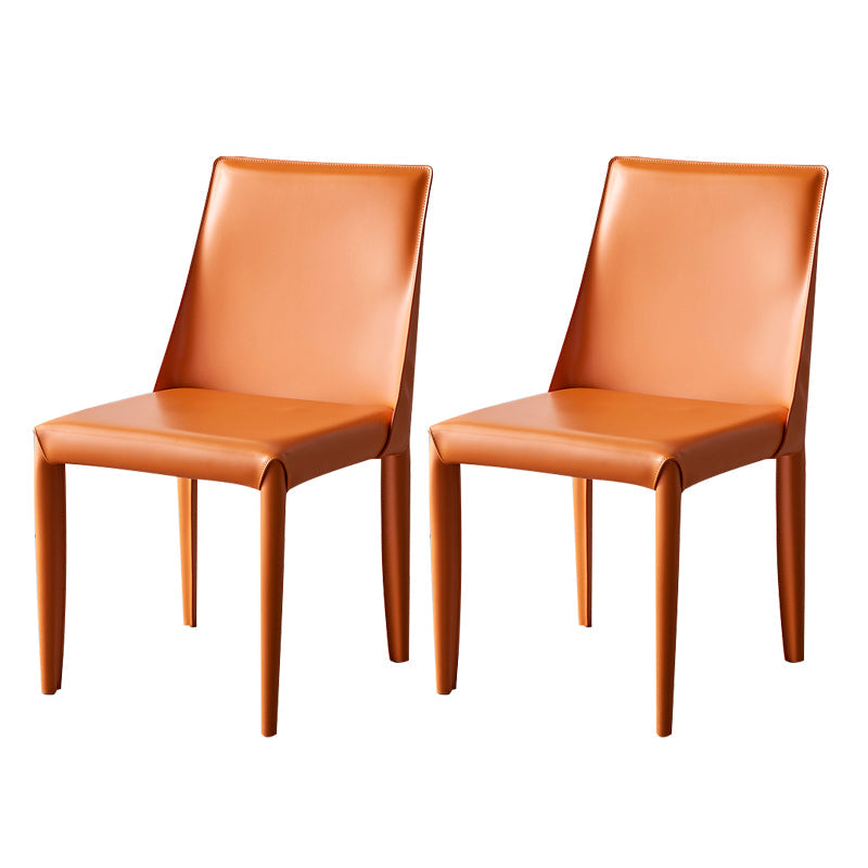 Modern Leather Dining Room Chair Metal Armless Chair for Home Use (Set of 2) Orange Clearhalo ' kitchen&dining_furn' 'Dining Chairs' 'Dining Tables & Seating' 'dining_chair' 'furn' 'furn_dining_chair' 'Furniture' 'furniture_dining_chair' 'Kitchen & Dining Furniture' 'kitchen' 4237955