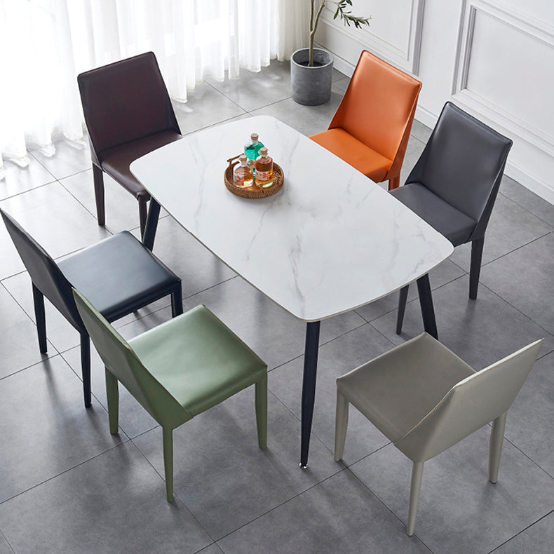 Modern Leather Dining Room Chair Metal Armless Chair for Home Use (Set of 2) Clearhalo ' kitchen&dining_furn' 'Dining Chairs' 'Dining Tables & Seating' 'dining_chair' 'furn' 'furn_dining_chair' 'Furniture' 'furniture_dining_chair' 'Kitchen & Dining Furniture' 'kitchen' 4237959
