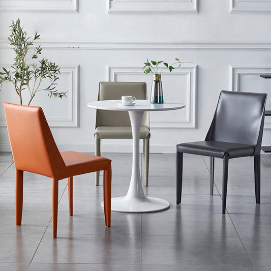 Modern Leather Dining Room Chair Metal Armless Chair for Home Use (Set of 2) Clearhalo ' kitchen&dining_furn' 'Dining Chairs' 'Dining Tables & Seating' 'dining_chair' 'furn' 'furn_dining_chair' 'Furniture' 'furniture_dining_chair' 'Kitchen & Dining Furniture' 'kitchen' 4237960