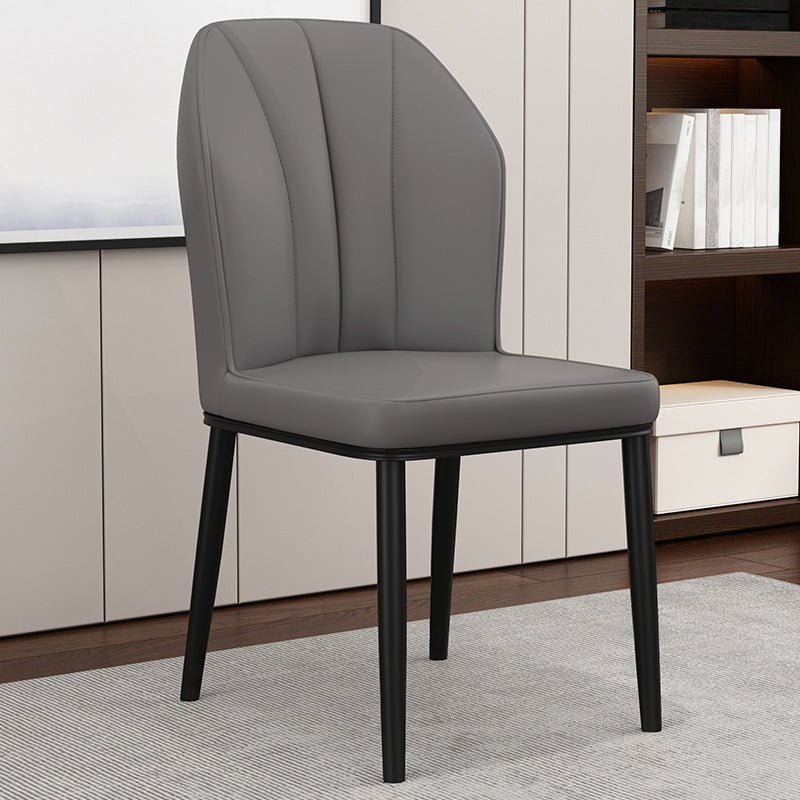 Scandinavian Style Wingback Chairs Leather Dining Side Chairs for Kitchen Dark Gray Black 1 Piece Clearhalo ' kitchen&dining_furn' 'Dining Chairs' 'Dining Tables & Seating' 'dining_chair' 'Furniture' 'furniture_dining_chair' 'Kitchen & Dining Furniture' 'kitchen' 4237963
