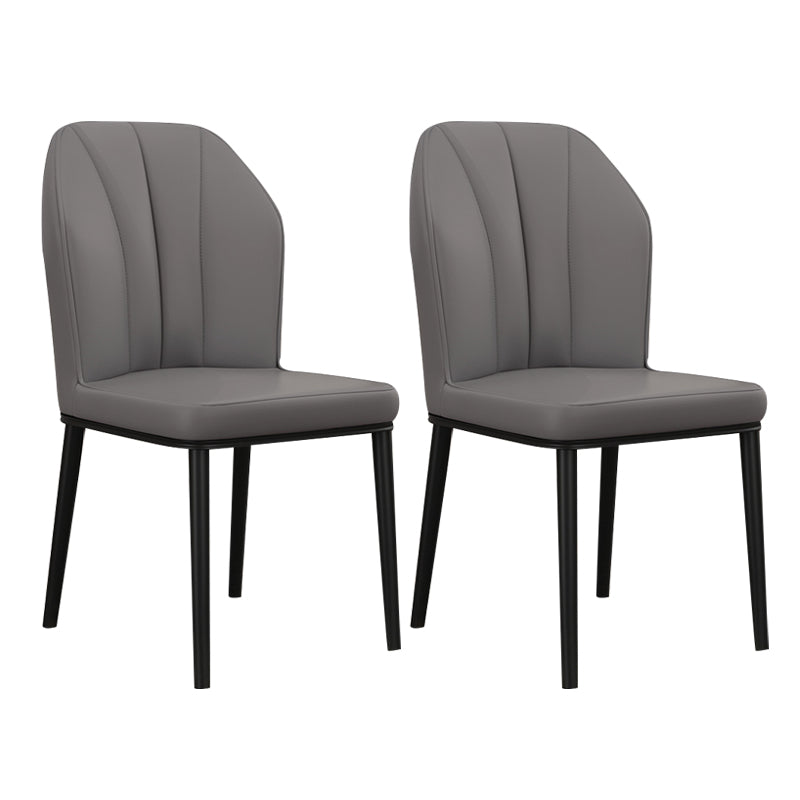 Scandinavian Style Wingback Chairs Leather Dining Side Chairs for Kitchen Dark Gray Black Set of 2 Clearhalo ' kitchen&dining_furn' 'Dining Chairs' 'Dining Tables & Seating' 'dining_chair' 'Furniture' 'furniture_dining_chair' 'Kitchen & Dining Furniture' 'kitchen' 4237964