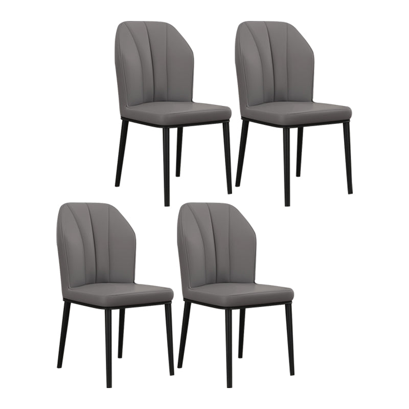 Scandinavian Style Wingback Chairs Leather Dining Side Chairs for Kitchen Dark Gray Black Set of 4 Clearhalo ' kitchen&dining_furn' 'Dining Chairs' 'Dining Tables & Seating' 'dining_chair' 'Furniture' 'furniture_dining_chair' 'Kitchen & Dining Furniture' 'kitchen' 4237966
