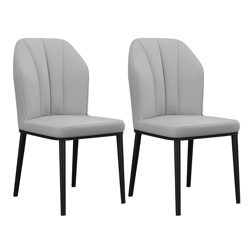 Scandinavian Style Wingback Chairs Leather Dining Side Chairs for Kitchen Light Gray Black Set of 2 Clearhalo ' kitchen&dining_furn' 'Dining Chairs' 'Dining Tables & Seating' 'dining_chair' 'Furniture' 'furniture_dining_chair' 'Kitchen & Dining Furniture' 'kitchen' 4237971