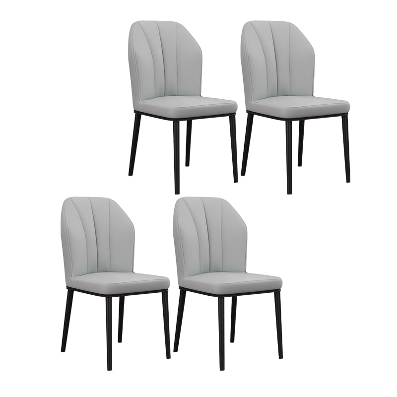 Scandinavian Style Wingback Chairs Leather Dining Side Chairs for Kitchen Light Gray Black Set of 4 Clearhalo ' kitchen&dining_furn' 'Dining Chairs' 'Dining Tables & Seating' 'dining_chair' 'Furniture' 'furniture_dining_chair' 'Kitchen & Dining Furniture' 'kitchen' 4237973