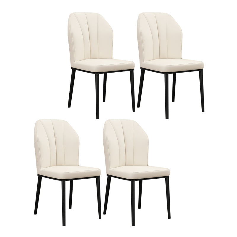 Scandinavian Style Wingback Chairs Leather Dining Side Chairs for Kitchen White Black Set of 4 Clearhalo ' kitchen&dining_furn' 'Dining Chairs' 'Dining Tables & Seating' 'dining_chair' 'Furniture' 'furniture_dining_chair' 'Kitchen & Dining Furniture' 'kitchen' 4237979