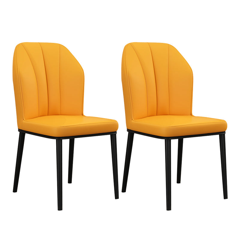 Scandinavian Style Wingback Chairs Leather Dining Side Chairs for Kitchen Yellow Black Set of 2 Clearhalo ' kitchen&dining_furn' 'Dining Chairs' 'Dining Tables & Seating' 'dining_chair' 'Furniture' 'furniture_dining_chair' 'Kitchen & Dining Furniture' 'kitchen' 4237983