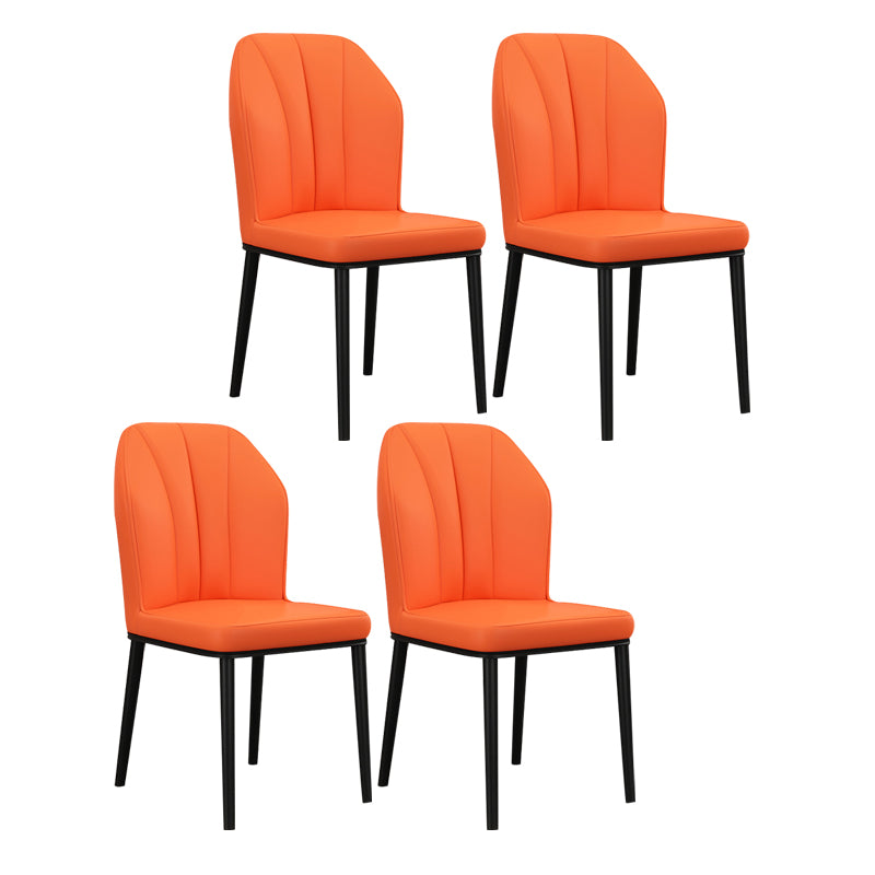 Scandinavian Style Wingback Chairs Leather Dining Side Chairs for Kitchen Orange Black Set of 4 Clearhalo ' kitchen&dining_furn' 'Dining Chairs' 'Dining Tables & Seating' 'dining_chair' 'Furniture' 'furniture_dining_chair' 'Kitchen & Dining Furniture' 'kitchen' 4237987