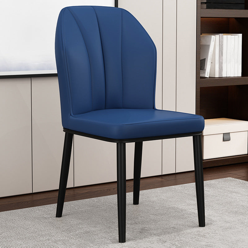 Scandinavian Style Wingback Chairs Leather Dining Side Chairs for Kitchen Dark Blue Black 1 Piece Clearhalo ' kitchen&dining_furn' 'Dining Chairs' 'Dining Tables & Seating' 'dining_chair' 'Furniture' 'furniture_dining_chair' 'Kitchen & Dining Furniture' 'kitchen' 4237991