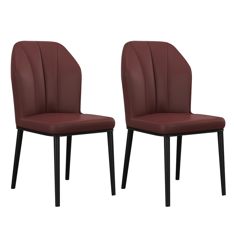 Scandinavian Style Wingback Chairs Leather Dining Side Chairs for Kitchen Dark Coffee Black Set of 2 Clearhalo ' kitchen&dining_furn' 'Dining Chairs' 'Dining Tables & Seating' 'dining_chair' 'Furniture' 'furniture_dining_chair' 'Kitchen & Dining Furniture' 'kitchen' 4237995