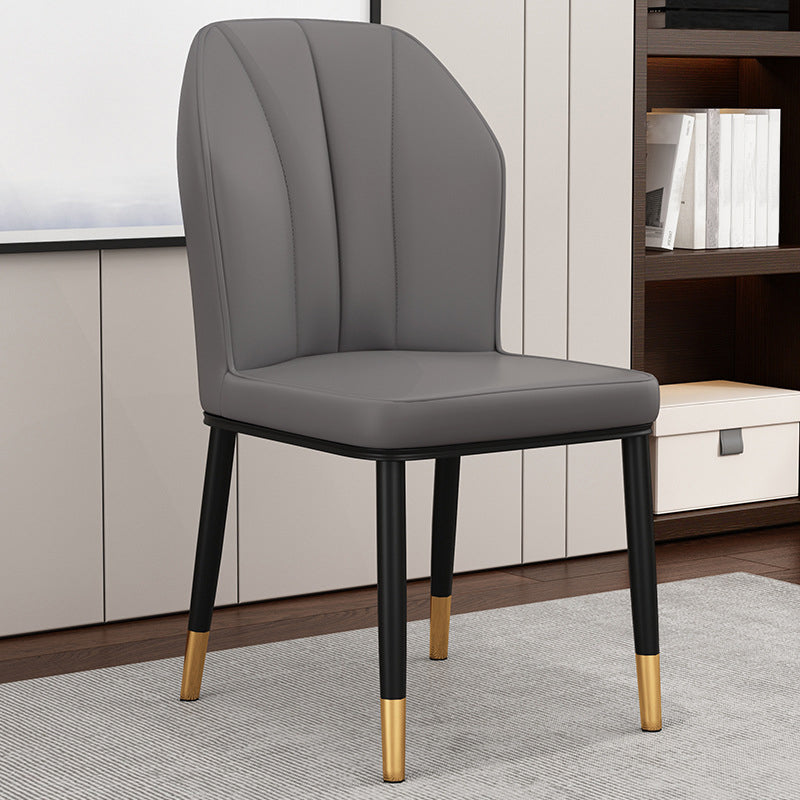 Scandinavian Style Wingback Chairs Leather Dining Side Chairs for Kitchen Dark Gray Brass Gold 1 Piece Clearhalo ' kitchen&dining_furn' 'Dining Chairs' 'Dining Tables & Seating' 'dining_chair' 'Furniture' 'furniture_dining_chair' 'Kitchen & Dining Furniture' 'kitchen' 4238000
