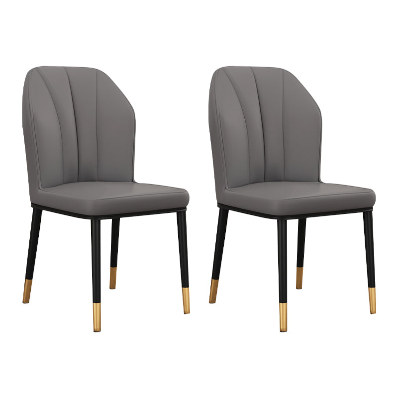 Scandinavian Style Wingback Chairs Leather Dining Side Chairs for Kitchen Dark Gray Brass Gold Set of 2 Clearhalo ' kitchen&dining_furn' 'Dining Chairs' 'Dining Tables & Seating' 'dining_chair' 'Furniture' 'furniture_dining_chair' 'Kitchen & Dining Furniture' 'kitchen' 4238001