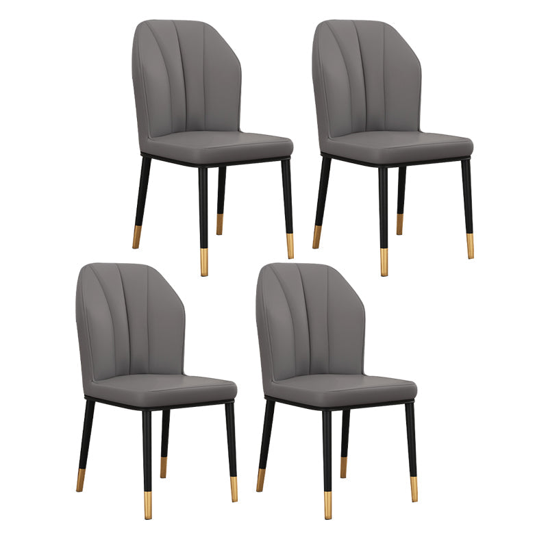Scandinavian Style Wingback Chairs Leather Dining Side Chairs for Kitchen Dark Gray Brass Gold Set of 4 Clearhalo ' kitchen&dining_furn' 'Dining Chairs' 'Dining Tables & Seating' 'dining_chair' 'Furniture' 'furniture_dining_chair' 'Kitchen & Dining Furniture' 'kitchen' 4238002