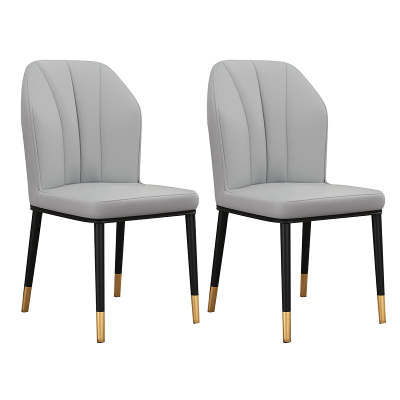 Scandinavian Style Wingback Chairs Leather Dining Side Chairs for Kitchen Light Gray Brass Gold Set of 2 Clearhalo ' kitchen&dining_furn' 'Dining Chairs' 'Dining Tables & Seating' 'dining_chair' 'Furniture' 'furniture_dining_chair' 'Kitchen & Dining Furniture' 'kitchen' 4238004