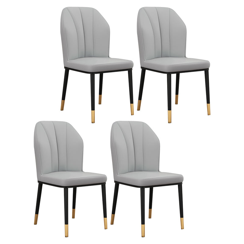Scandinavian Style Wingback Chairs Leather Dining Side Chairs for Kitchen Light Gray Brass Gold Set of 4 Clearhalo ' kitchen&dining_furn' 'Dining Chairs' 'Dining Tables & Seating' 'dining_chair' 'Furniture' 'furniture_dining_chair' 'Kitchen & Dining Furniture' 'kitchen' 4238005