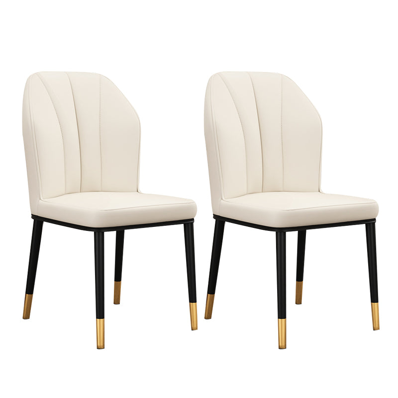 Scandinavian Style Wingback Chairs Leather Dining Side Chairs for Kitchen White Brass Gold Set of 2 Clearhalo ' kitchen&dining_furn' 'Dining Chairs' 'Dining Tables & Seating' 'dining_chair' 'Furniture' 'furniture_dining_chair' 'Kitchen & Dining Furniture' 'kitchen' 4238007