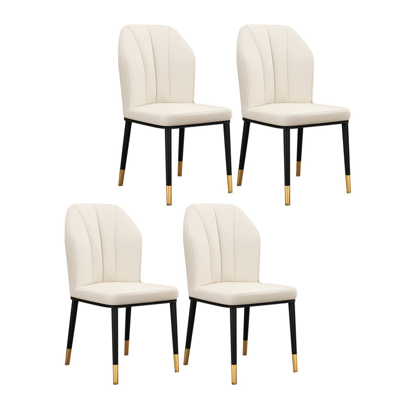 Scandinavian Style Wingback Chairs Leather Dining Side Chairs for Kitchen White Brass Gold Set of 4 Clearhalo ' kitchen&dining_furn' 'Dining Chairs' 'Dining Tables & Seating' 'dining_chair' 'Furniture' 'furniture_dining_chair' 'Kitchen & Dining Furniture' 'kitchen' 4238008